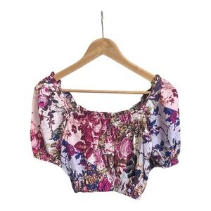 Abel the Label Anthropologie Floral Cropped Cottagecore Off Shoulders Top Size S